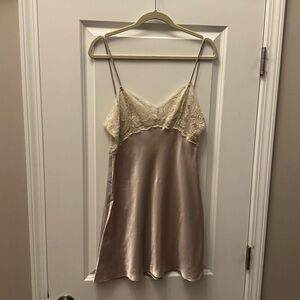 Sanchez Too Satin Lace Chemise Slip Nightgown Made In USA Size Medium
